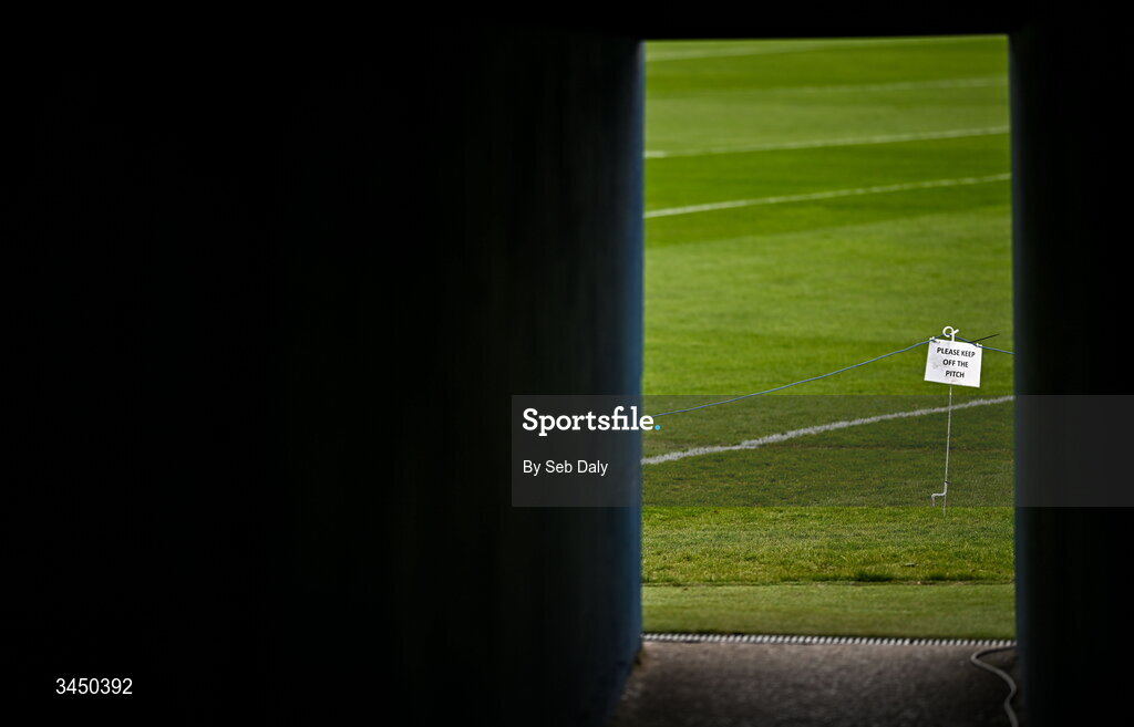 9 May 2026; A view of the pitch from the players tunnel before the Munster GAA Senior Hurling Championship Round 3 match between Waterford and Cork at Azzurri Walsh Park in Waterford. Photo by Seb Daly/Sportsfile