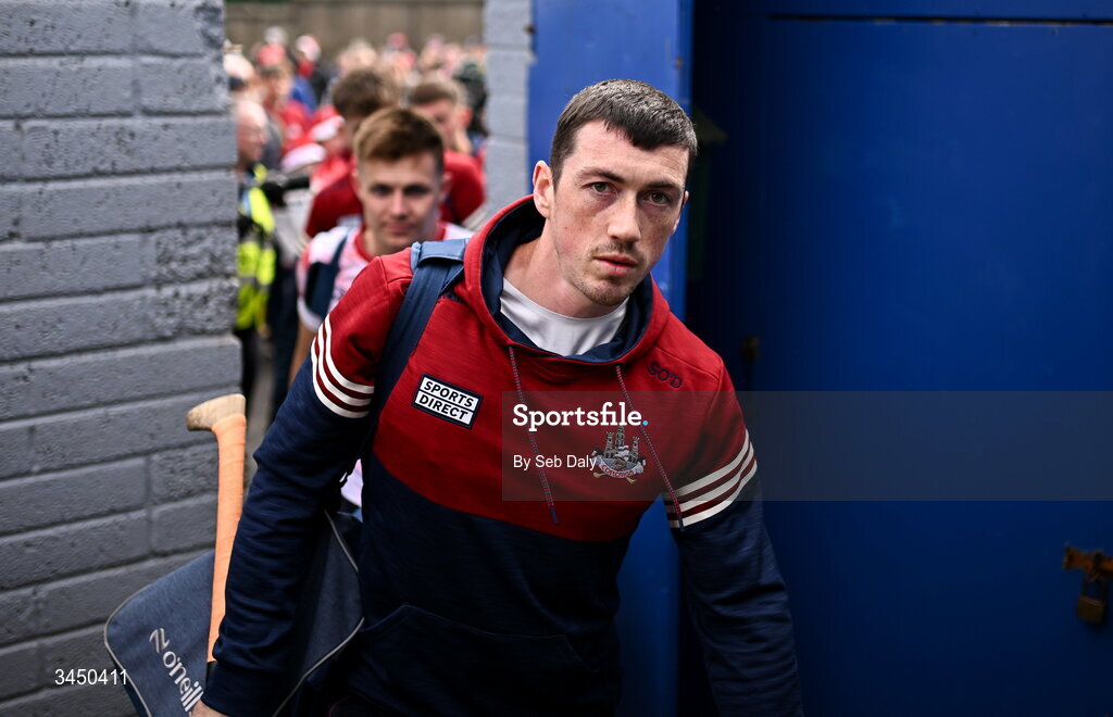 9 May 2026; Seán O’Donoghue of Cork arrives before the Munster GAA Senior Hurling Championship Round 3 match between Waterford and Cork at Azzurri Walsh Park in Waterford. Photo by Seb Daly/Sportsfile