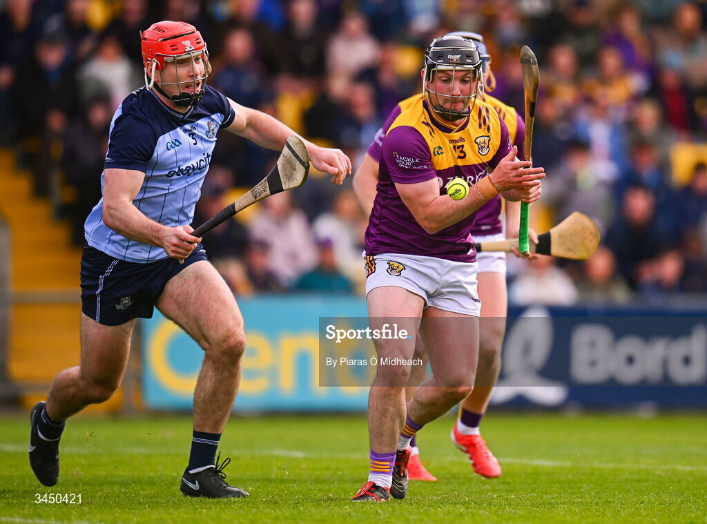 9 May 2026; Kevin Foley of Wexford in action against Paddy Smyth of Dublin during the Leinster GAA Senior Hurling Championship round 3 match between Wexford and Dublin at Chadwicks Wexford Park in Wexford. Photo by Piaras Ó Mídheach/Sportsfile