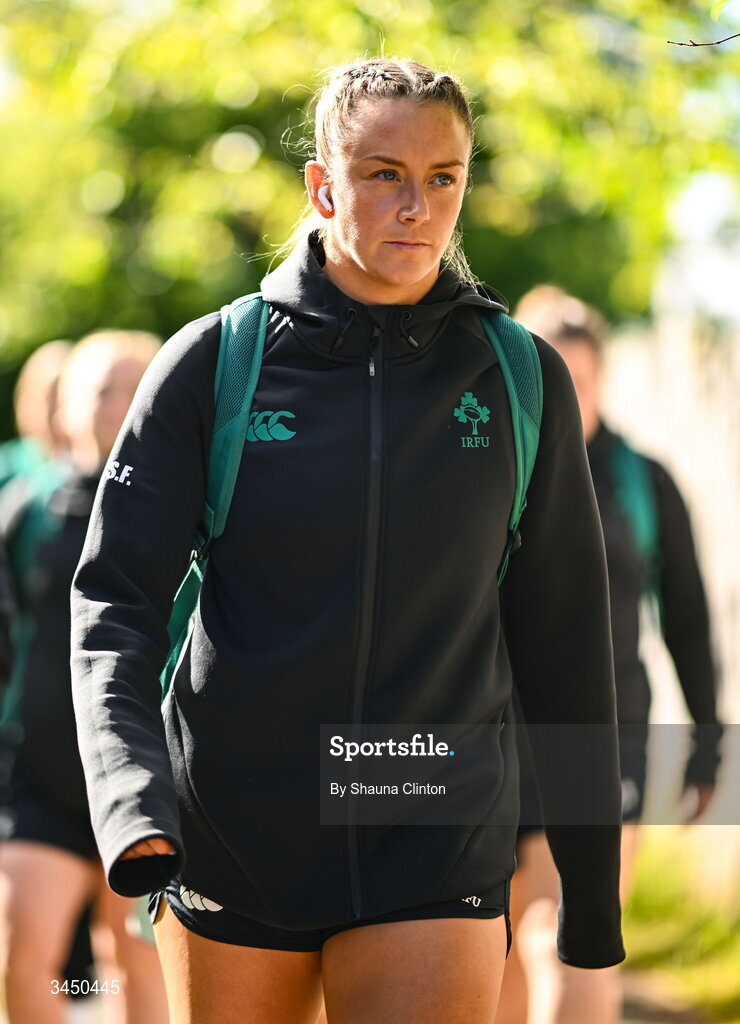 9 May 2026; Stacey Flood of Ireland before the Women's 6 Nations Rugby Championship match between Ireland and Wales at Affidea Stadium in Belfast. Photo by Shauna Clinton/Sportsfile