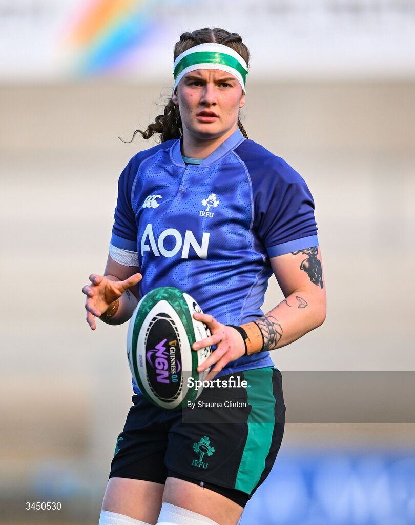 9 May 2026; Ruth Campbell of Ireland before during the Women's 6 Nations Rugby Championship match between Ireland and Wales at Affidea Stadium in Belfast. Photo by Shauna Clinton/Sportsfile