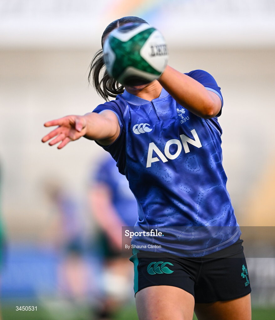 9 May 2026; Robyn O'Connor of Ireland before the Women's 6 Nations Rugby Championship match between Ireland and Wales at Affidea Stadium in Belfast. Photo by Shauna Clinton/Sportsfile