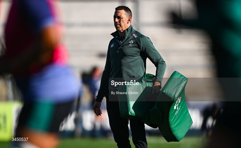 9 May 2026; Ireland head coach Scott Bemand before the Women's 6 Nations Rugby Championship match between Ireland and Wales at Affidea Stadium in Belfast. Photo by Shauna Clinton/Sportsfile