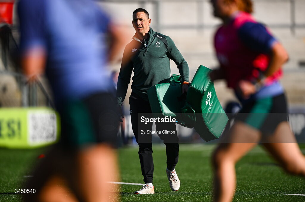 9 May 2026; Ireland head coach Scott Bemand before the Women's 6 Nations Rugby Championship match between Ireland and Wales at Affidea Stadium in Belfast. Photo by Shauna Clinton/Sportsfile
