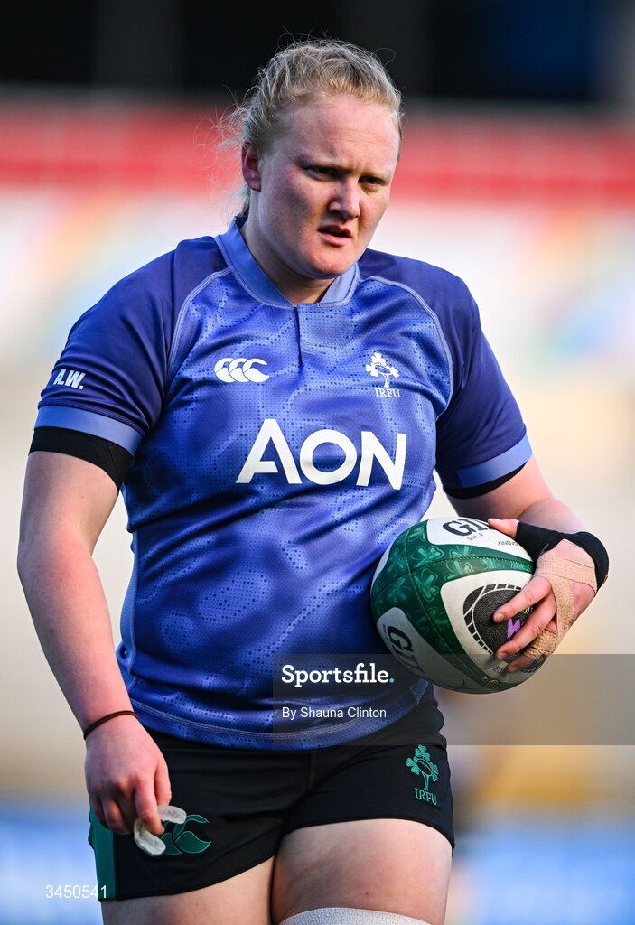 9 May 2026; Aoife Wafer of Ireland before the Women's 6 Nations Rugby Championship match between Ireland and Wales at Affidea Stadium in Belfast. Photo by Shauna Clinton/Sportsfile