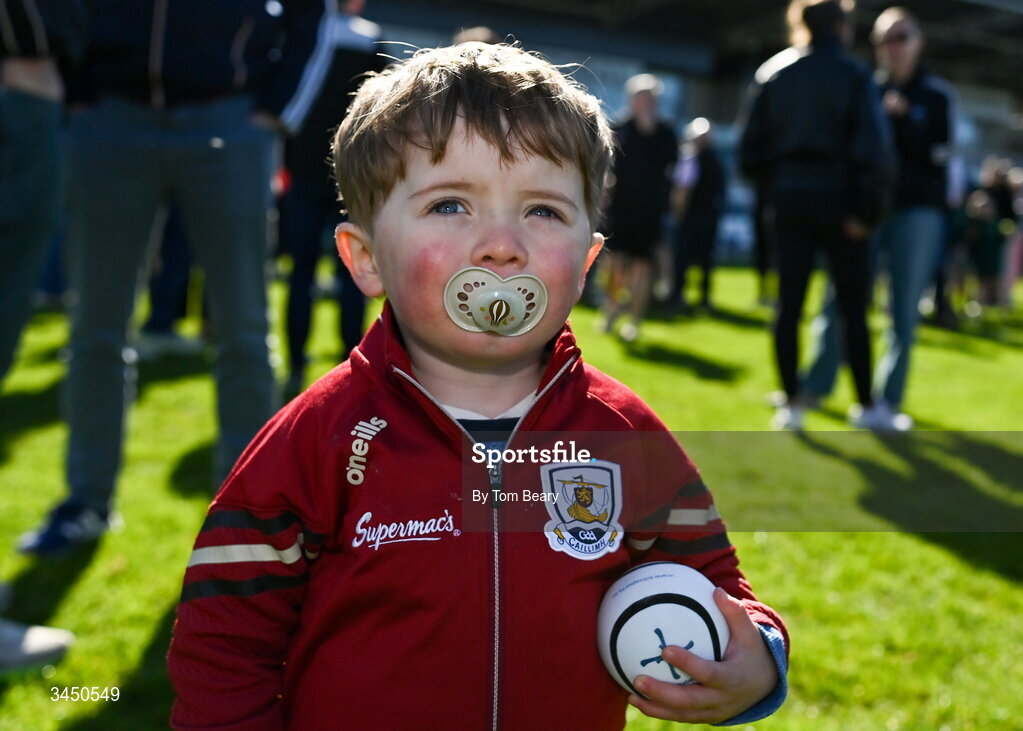 9 May 2026; Galway supporter Joseph Gormally, aged two, who attended his first Galway match today, after the Leinster GAA Senior Hurling Championship round 3 match between Kildare and Galway at Cedral St Conleth's Park in Newbridge, Kildare. Photo by Tom Beary/Sportsfile