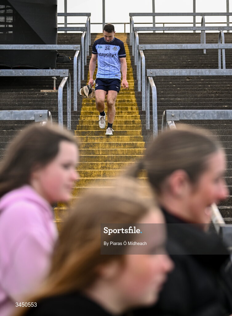 9 May 2026; Liam Rushe of Dublin makes his way from the RTÉ studio after an interview after his side's victory in the Leinster GAA Senior Hurling Championship round 3 match between Wexford and Dublin at Chadwicks Wexford Park in Wexford. Photo by Piaras Ó Mídheach/Sportsfile
