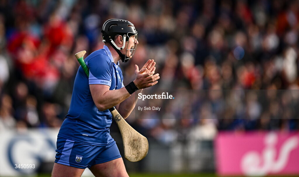 9 May 2026; Waterford goalkeeper Billy Nolan after saving a penalty during the Munster GAA Senior Hurling Championship Round 3 match between Waterford and Cork at Azzurri Walsh Park in Waterford. Photo by Seb Daly/Sportsfile