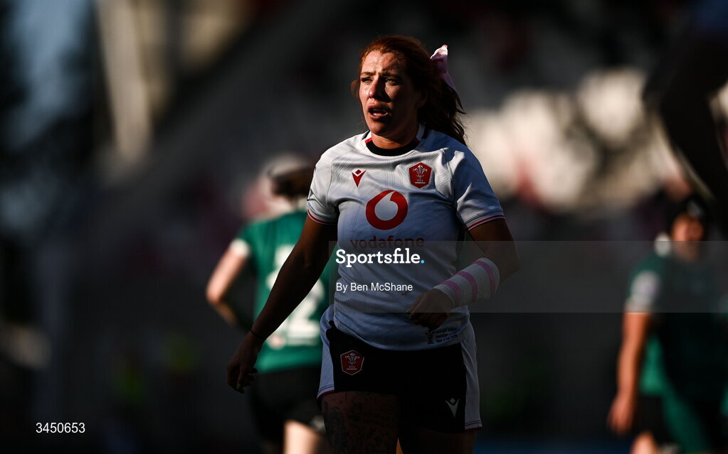 9 May 2026; Georgia Evans of Wales during the Women's 6 Nations Rugby Championship match between Ireland and Wales at Affidea Stadium in Belfast. Photo by Ben McShane/Sportsfile