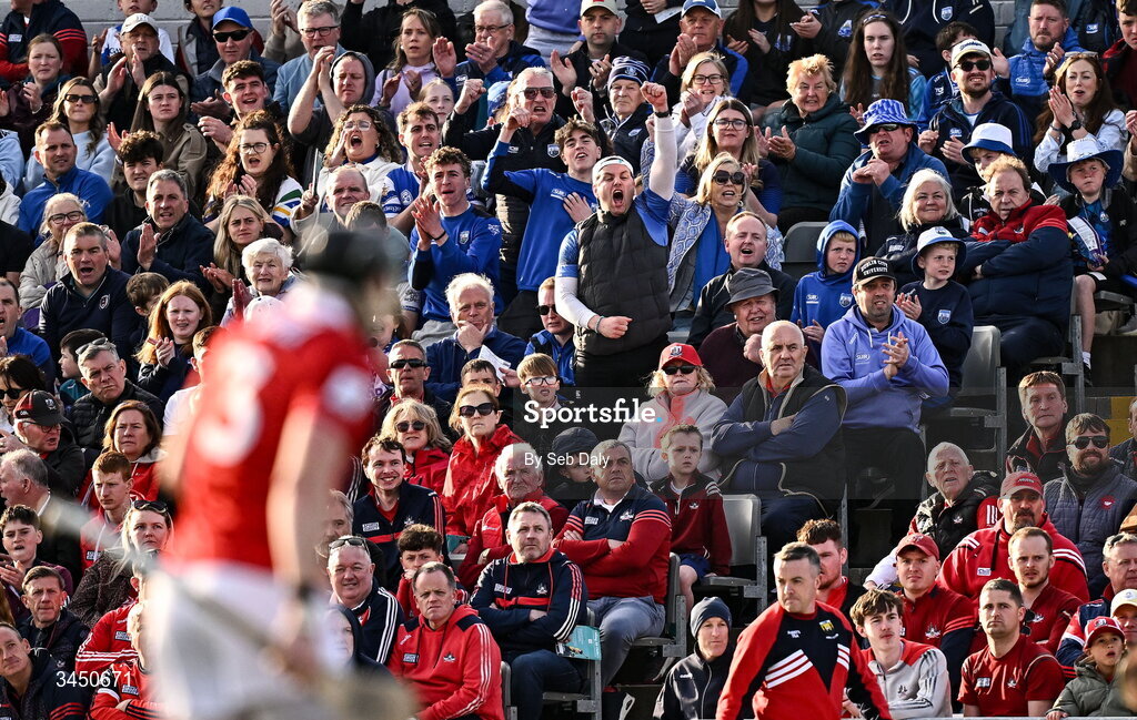 9 May 2026; Waterford supporters react during the Munster GAA Senior Hurling Championship Round 3 match between Waterford and Cork at Azzurri Walsh Park in Waterford. Photo by Seb Daly/Sportsfile