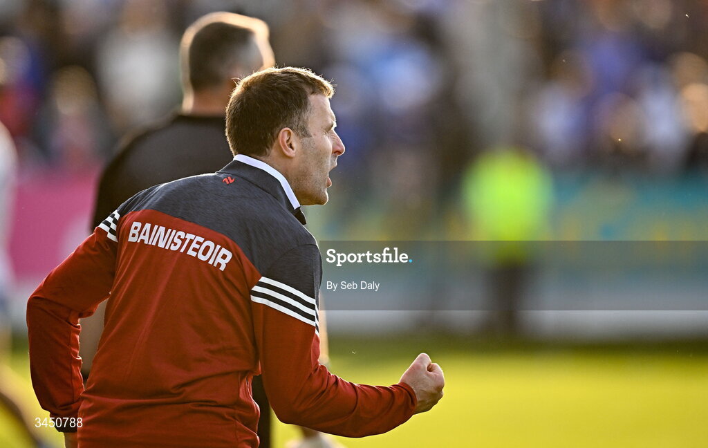 9 May 2026; Cork manager Ben O'Connor celebrates during the Munster GAA Senior Hurling Championship Round 3 match between Waterford and Cork at Azzurri Walsh Park in Waterford. Photo by Seb Daly/Sportsfile