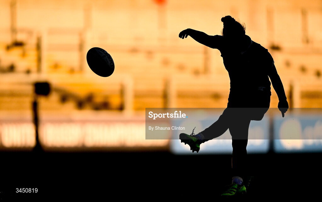 9 May 2026; Dannah O'Brien of Ireland kicks a conversion during the Women's 6 Nations Rugby Championship match between Ireland and Wales at Affidea Stadium in Belfast. Photo by Shauna Clinton/Sportsfile