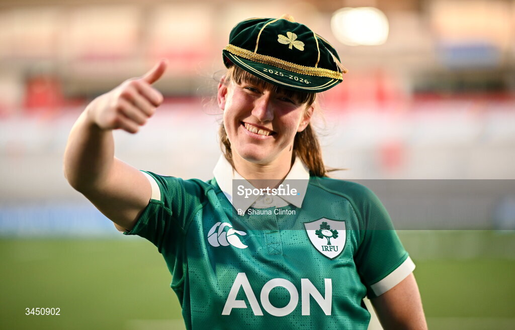 9 May 2026; Niamh Gallagher of Ireland after the Women's 6 Nations Rugby Championship match between Ireland and Wales at Affidea Stadium in Belfast. Photo by Shauna Clinton/Sportsfile