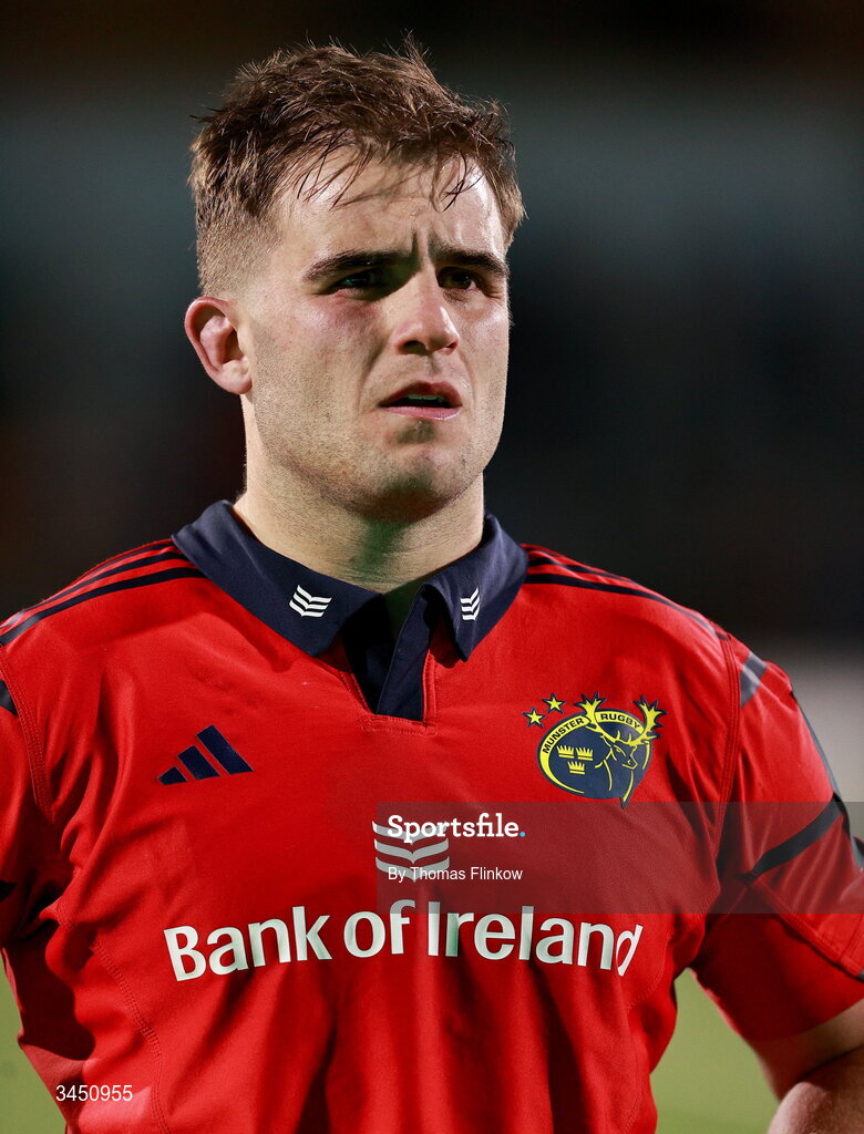 9 May 2026; Alex Kendellen of Munster dejected after his side's defeat in the United Rugby Championship match between Connacht and Munster at Dexcom Stadium in Galway. Photo by Thomas Flinkow/Sportsfile