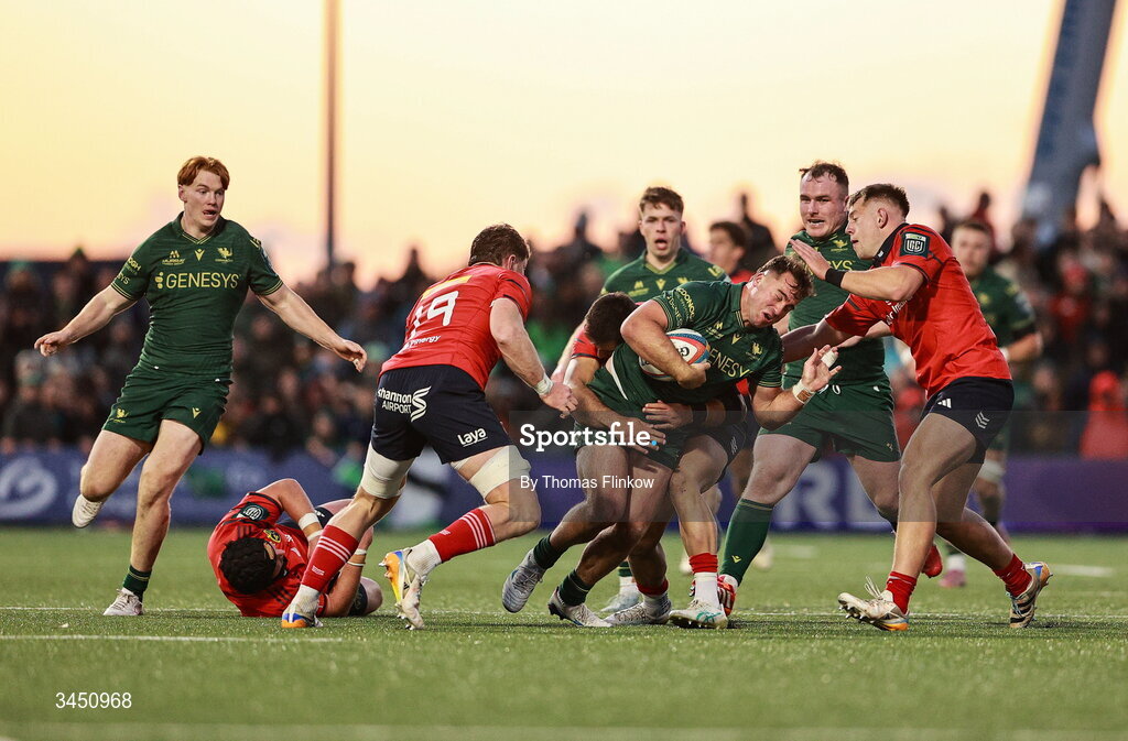 9 May 2026; Shayne Bolton of Connacht during the United Rugby Championship match between Connacht and Munster at Dexcom Stadium in Galway. Photo by Thomas Flinkow/Sportsfile