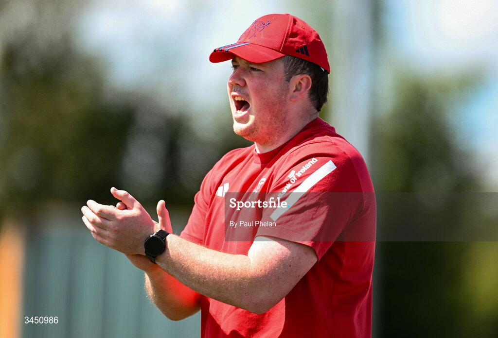 9 May 2026; Munster athletic development coach Kenneth Mills during the IRFU U18 Girls 7s Interprovincial Series match between Leinster 1 and Munster 1 at Mullingar RFC in Westmeath. Photo by Paul Phelan/Sportsfile
