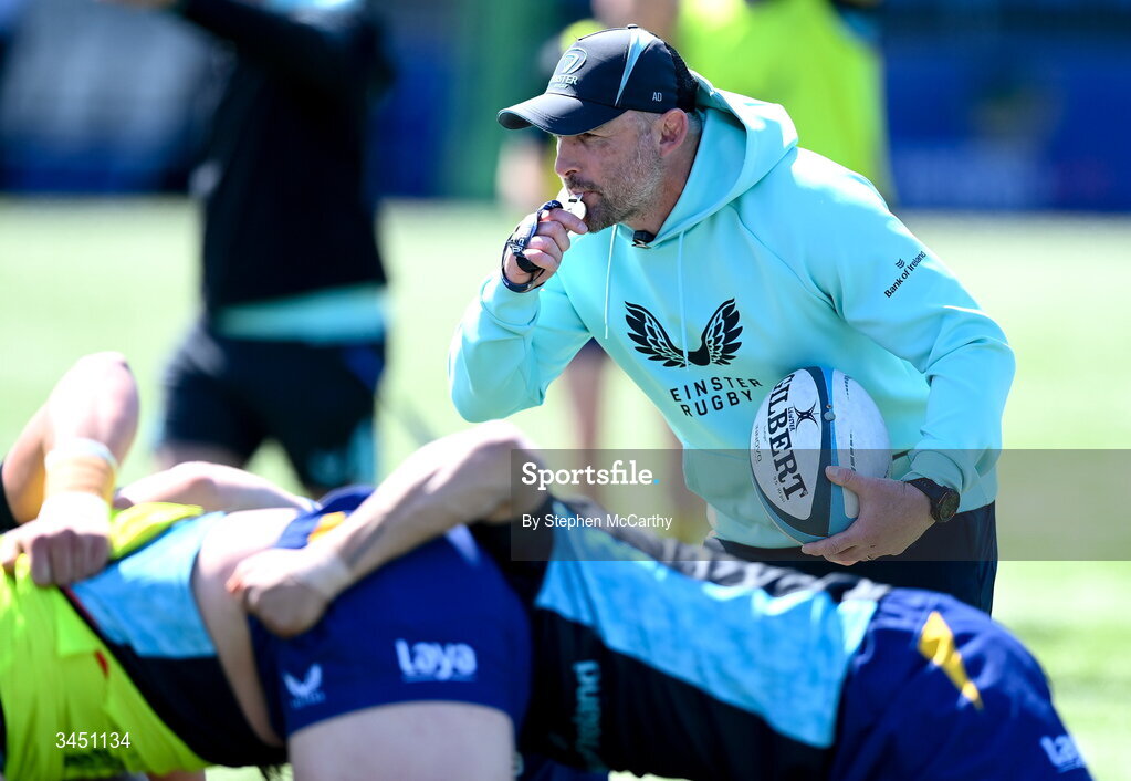 9 May 2026; Leinster elite player development officer Aaron Dundon during the IRFU Interprovincial A Championship match between Leinster A and Ulster A at Energia Park in Dublin. Photo by Stephen McCarthy/Sportsfile