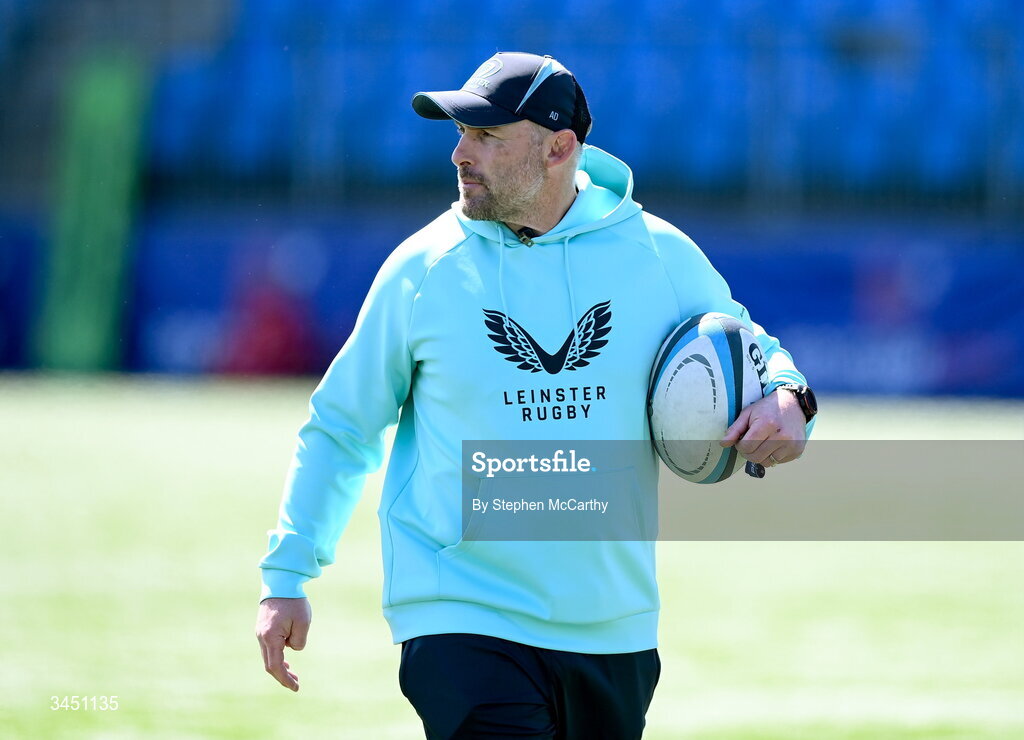 9 May 2026; Leinster elite player development officer Aaron Dundon during the IRFU Interprovincial A Championship match between Leinster A and Ulster A at Energia Park in Dublin. Photo by Stephen McCarthy/Sportsfile