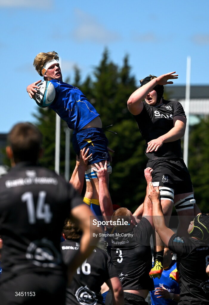 9 May 2026; Billy Corrigan of Leinster takes possession in a lineout during the IRFU Interprovincial A Championship match between Leinster A and Ulster A at Energia Park in Dublin. Photo by Stephen McCarthy/Sportsfile