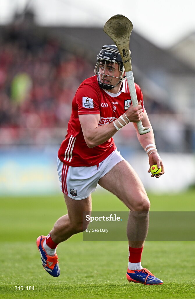 9 May 2026; Darragh Fitzgibbon of Cork during the Munster GAA Senior Hurling Championship Round 3 match between Waterford and Cork at Azzurri Walsh Park in Waterford. Photo by Seb Daly/Sportsfile