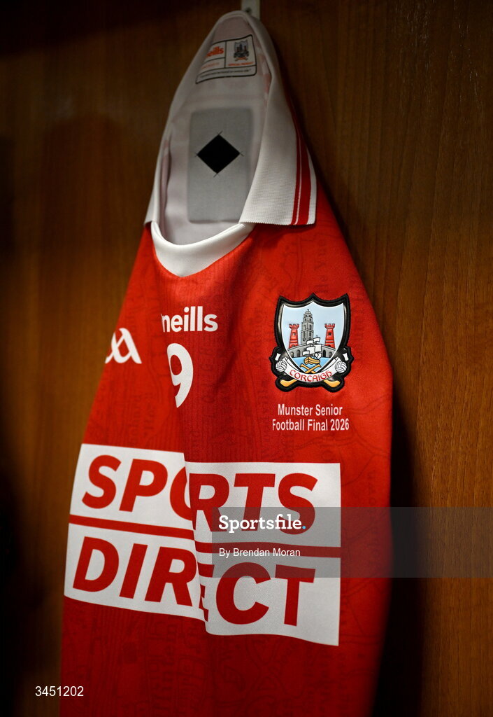 10 May 2026; The jersey of captain Ian Maguire in the Cork dressingroom before the Munster GAA Football Senior Championship final match between Kerry and Cork at Fitzgerald Stadium in Killarney, Kerry. Photo by Brendan Moran/Sportsfile