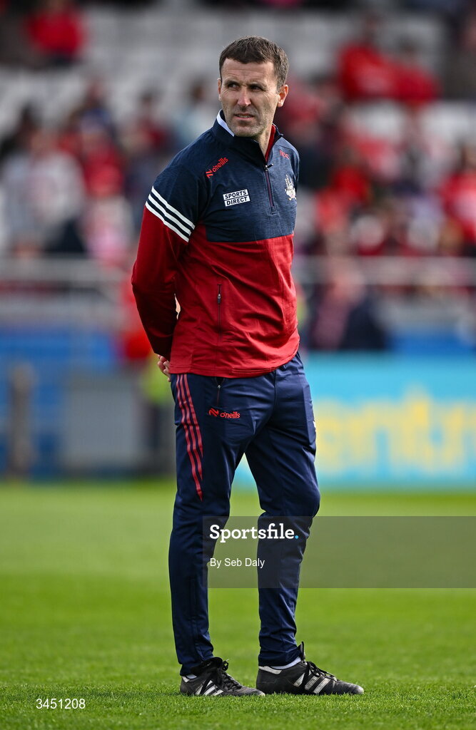 9 May 2026; Cork manager Ben O'Connor before the Munster GAA Senior Hurling Championship Round 3 match between Waterford and Cork at Azzurri Walsh Park in Waterford. Photo by Seb Daly/Sportsfile