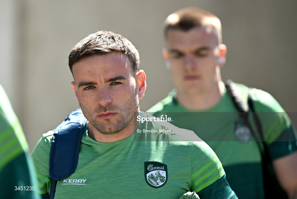 10 May 2026; Micheál Burns of Kerry arrives before the Munster GAA Football Senior Championship final match between Kerry and Cork at Fitzgerald Stadium in Killarney, Kerry. Photo by Brendan Moran/Sportsfile