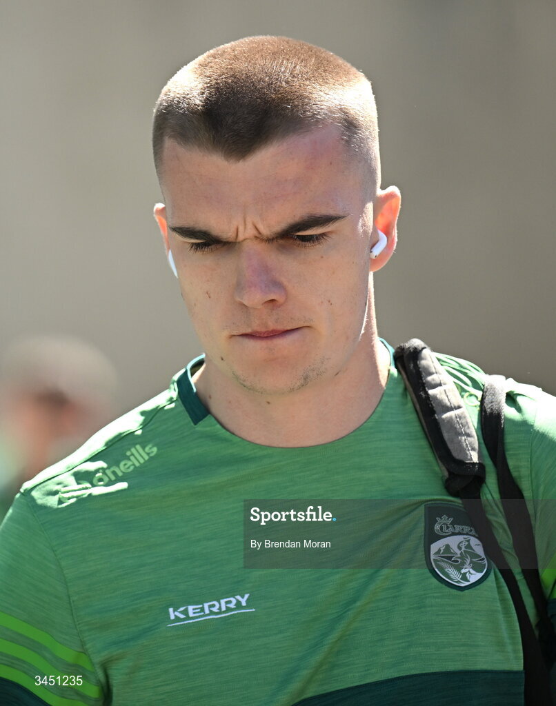 10 May 2026; Dylan Casey of Kerry arrives before the Munster GAA Football Senior Championship final match between Kerry and Cork at Fitzgerald Stadium in Killarney, Kerry. Photo by Brendan Moran/Sportsfile