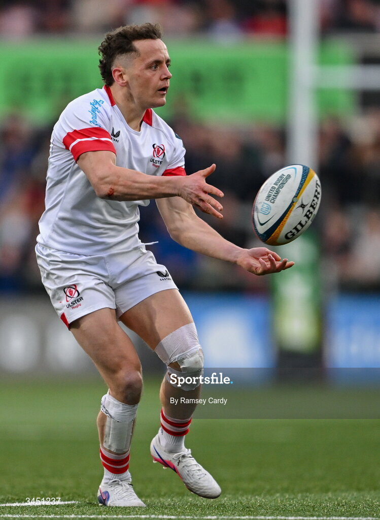 8 May 2026; Michael Lowry of Ulster during the United Rugby Championship match between Ulster and DHL Stormers at Affidea Stadium in Belfast. Photo by Ramsey Cardy/Sportsfile