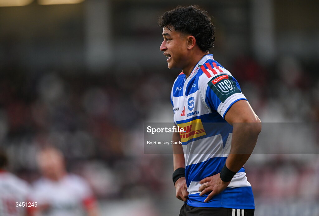 8 May 2026; Imad Khan of DHL Stormers during the United Rugby Championship match between Ulster and DHL Stormers at Affidea Stadium in Belfast. Photo by Ramsey Cardy/Sportsfile