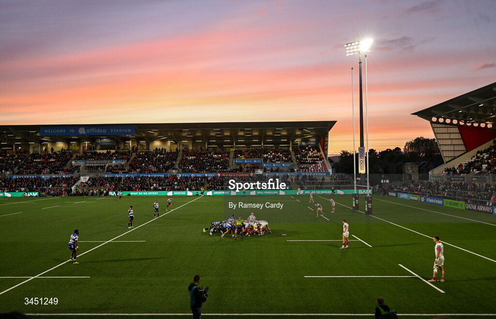 8 May 2026; A general view of a scrum during the United Rugby Championship match between Ulster and DHL Stormers at Affidea Stadium in Belfast. Photo by Ramsey Cardy/Sportsfile