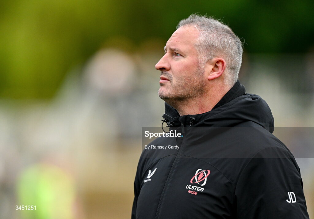 8 May 2026; Ulster forwards coach Jimmy Duffy before the United Rugby Championship match between Ulster and DHL Stormers at Affidea Stadium in Belfast. Photo by Ramsey Cardy/Sportsfile