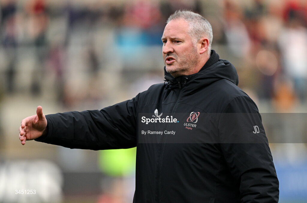 8 May 2026; Ulster forwards coach Jimmy Duffy before the United Rugby Championship match between Ulster and DHL Stormers at Affidea Stadium in Belfast. Photo by Ramsey Cardy/Sportsfile