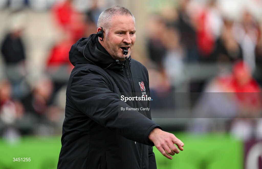 8 May 2026; Ulster forwards coach Jimmy Duffy before the United Rugby Championship match between Ulster and DHL Stormers at Affidea Stadium in Belfast. Photo by Ramsey Cardy/Sportsfile