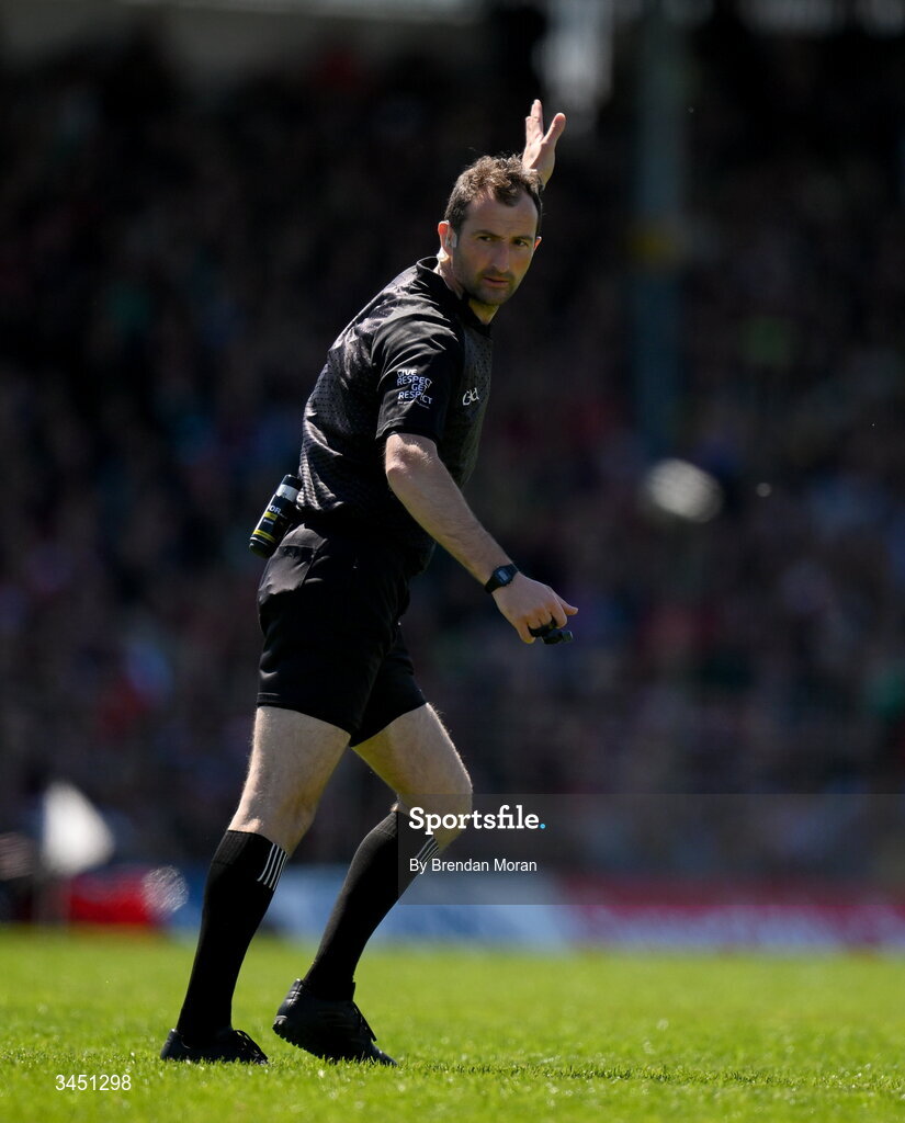 10 May 2026; Referee Paul Faloon during the Munster GAA Football Senior Championship final match between Kerry and Cork at Fitzgerald Stadium in Killarney, Kerry. Photo by Brendan Moran/Sportsfile