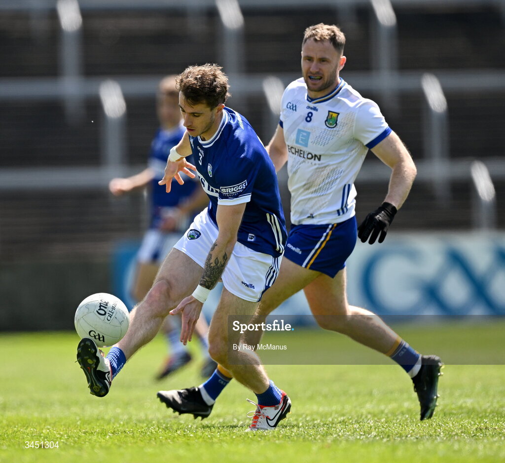 10 May 2026; Trevor Collins of Laois in action against Dean Healy of Wicklow during the Táilteann Cup round 1 match between Laois and Wicklow at Laois Hire O'Moore Park in Portlaoise, Laois. Photo by Ray McManus/Sportsfile