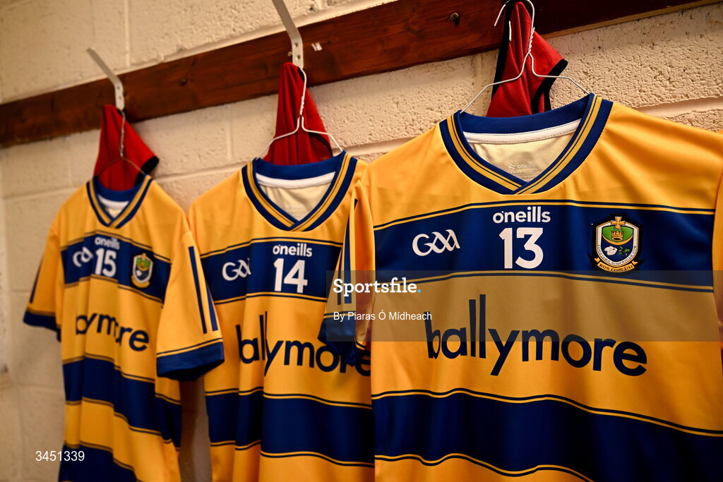 10 May 2026; Roscommon jerseys of, from left, John McGuinness, Charlie O'Carroll and Diarmuid Murtagh in their dressing room before the Connacht GAA Football Senior Championship final match between Roscommon and Galway at King & Moffatt Dr Hyde Park in Roscommon. Photo by Piaras Ó Mídheach/Sportsfile