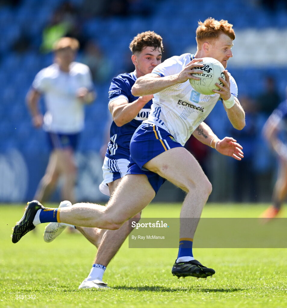 10 May 2026; Christopher O'Brien of Wicklow is tackled by Kevin Swayne of Laois during the Táilteann Cup round 1 match between Laois and Wicklow at Laois Hire O'Moore Park in Portlaoise, Laois. Photo by Ray McManus/Sportsfile