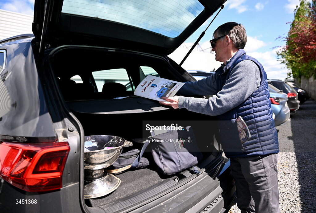 10 May 2026; Connacht GAA secretary John Prenty with the Nestor Cup in his car before the Connacht GAA Football Senior Championship final match between Roscommon and Galway at King & Moffatt Dr Hyde Park in Roscommon. Photo by Piaras Ó Mídheach/Sportsfile
