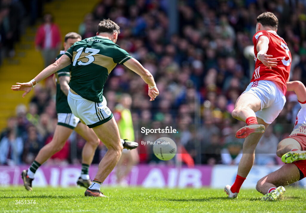 10 May 2026; David Clifford of Kerry scores a goal during the Munster GAA Football Senior Championship final match between Kerry and Cork at Fitzgerald Stadium in Killarney, Kerry. Photo by Paul Phelan/Sportsfile