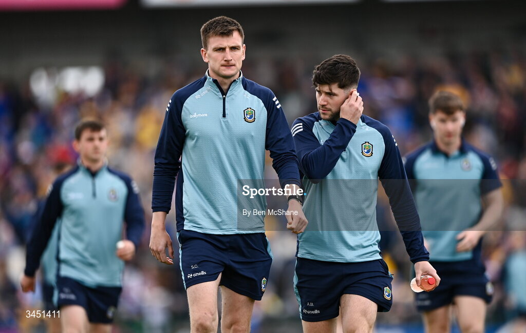 10 May 2026; Shane Cunnane, left, and Roscommon goalkeeper Aaron Brady before the Connacht GAA Football Senior Championship final match between Roscommon and Galway at King & Moffatt Dr Hyde Park in Roscommon. Photo by Ben McShane/Sportsfile