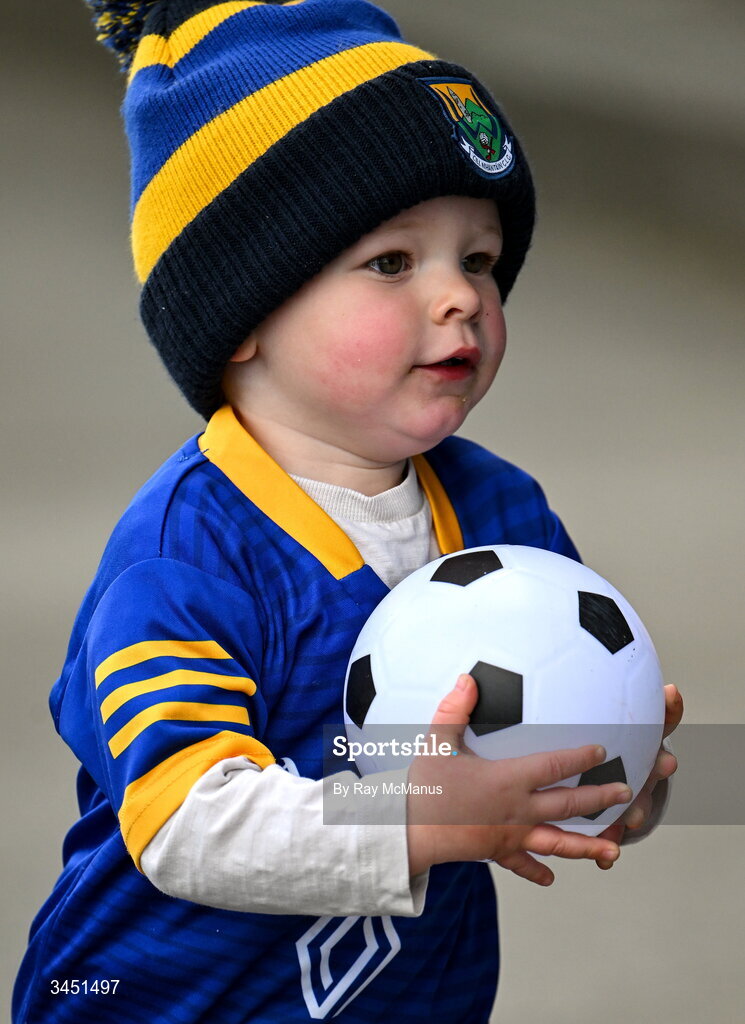 10 May 2026; Two year old Séimí Kenny, a son of Wicklow's Mark Kenny, during the Táilteann Cup round 1 match between Laois and Wicklow at Laois Hire O'Moore Park in Portlaoise, Laois. Photo by Ray McManus/Sportsfile