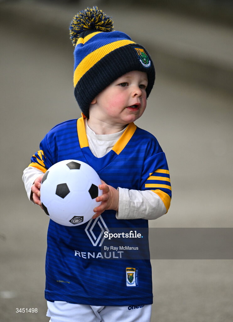 10 May 2026; Two year old Séimí Kenny, a son of Wicklow's Mark Kenny, during the Táilteann Cup round 1 match between Laois and Wicklow at Laois Hire O'Moore Park in Portlaoise, Laois. Photo by Ray McManus/Sportsfile