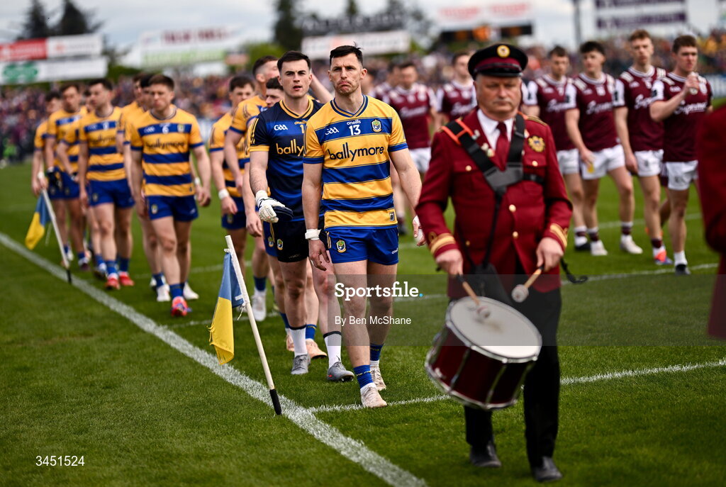 10 May 2026; Roscommon captain Diarmuid Murtagh leads his side in the pre-match parade before the Connacht GAA Football Senior Championship final match between Roscommon and Galway at King & Moffatt Dr Hyde Park in Roscommon. Photo by Ben McShane/Sportsfile