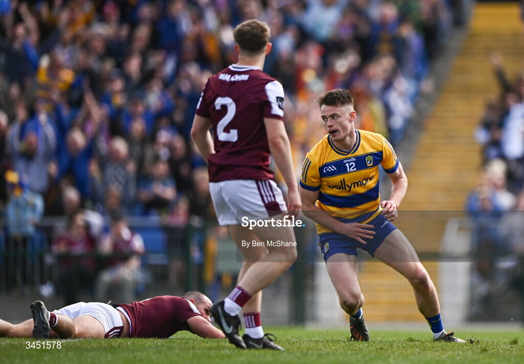 10 May 2026; Darragh Heneghan of Roscommon after scoring their side's second goal during the Connacht GAA Football Senior Championship final match between Roscommon and Galway at King & Moffatt Dr Hyde Park in Roscommon. Photo by Ben McShane/Sportsfile