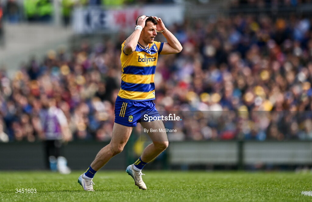 10 May 2026; Diarmuid Murtagh of Roscommon reacts after missing a free during the Connacht GAA Football Senior Championship final match between Roscommon and Galway at King & Moffatt Dr Hyde Park in Roscommon. Photo by Ben McShane/Sportsfile