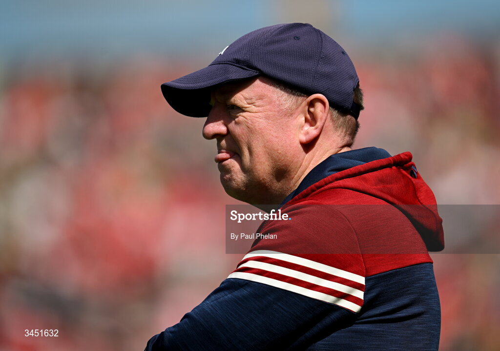 10 May 2026; Cork manager John Cleary reacts during the Munster GAA Football Senior Championship final match between Kerry and Cork at Fitzgerald Stadium in Killarney, Kerry. Photo by Paul Phelan/Sportsfile