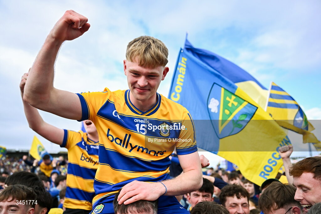 10 May 2026; Robert Heneghan of Roscommon celebrates after the Connacht GAA Football Senior Championship final match between Roscommon and Galway at King & Moffatt Dr Hyde Park in Roscommon. Photo by Piaras Ó Mídheach/Sportsfile