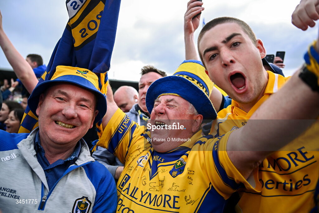 10 May 2026; Supporters celebrate after the Connacht GAA Football Senior Championship final match between Roscommon and Galway at King & Moffatt Dr Hyde Park in Roscommon. Photo by Piaras Ó Mídheach/Sportsfile