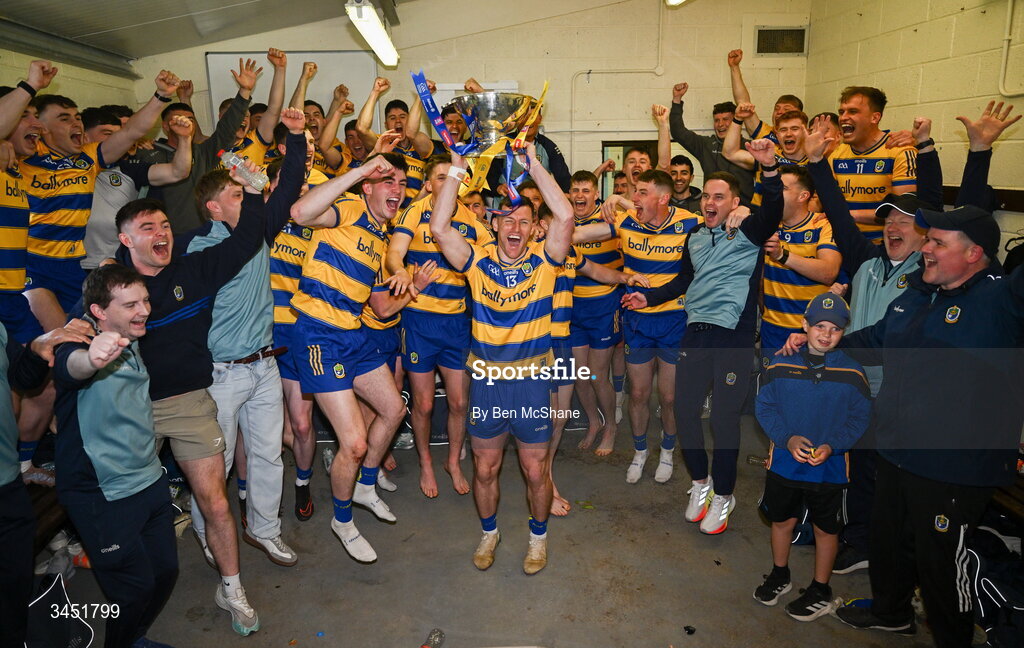 10 May 2026; Roscommon captain Diarmuid Murtagh celebrates with the Nestor Cup and his teammates in the dressing room after the Connacht GAA Football Senior Championship final match between Roscommon and Galway at King & Moffatt Dr Hyde Park in Roscommon. Photo by Ben McShane/Sportsfile